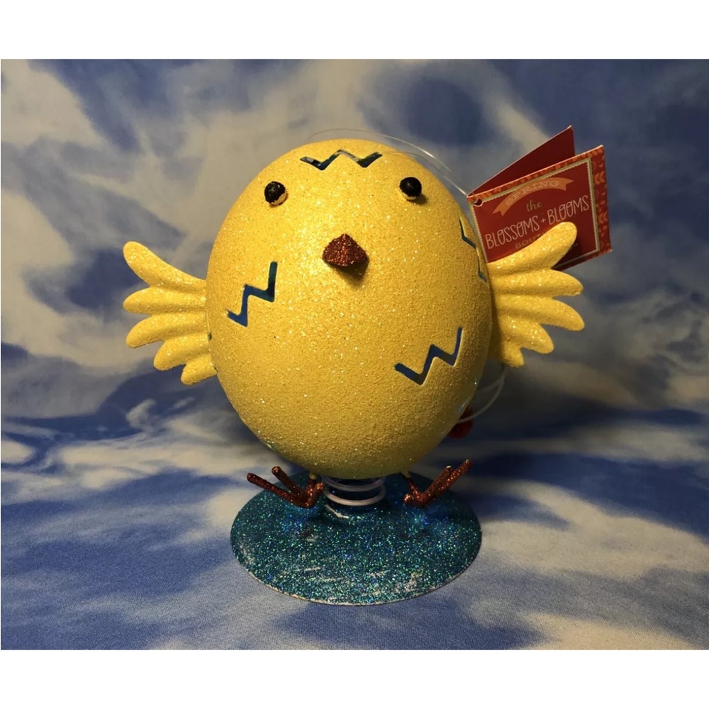 Easter Set Bunny Rabbit light Candle holder Easter Chick, & Blue glitter Egg NWT